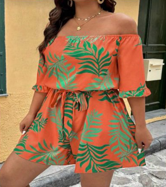 Plus Size Women Casual Style Strapless Jumpsuit