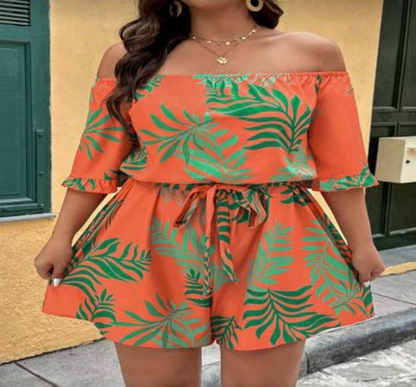 Plus Size Women Casual Style Strapless Jumpsuit